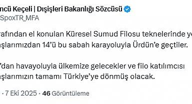 Dışişleri Bakanlığı Sözcüsü Keçeli: İsrail'de tutulan 14 vatandaşımız Ürdün'e geçti