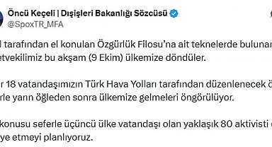Dışişleri Sözcüsü Keçeli: 18 vatandaşımızın yarın öğleden sonra ülkemize dönmesi öngörülmektedir