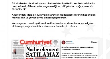 DMM'den 'Beylikova NTE sahası ABD'ye devredilecek' iddiasına ilişkin açıklama