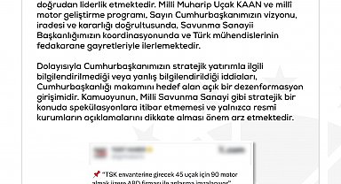 DMM'den KAAN uçaklarının motorlarına yönelik iddialara ilişkin açıklama