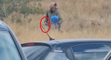 Eski eşine silah doğrultan şüpheliye gözaltı; o anlar kamerada