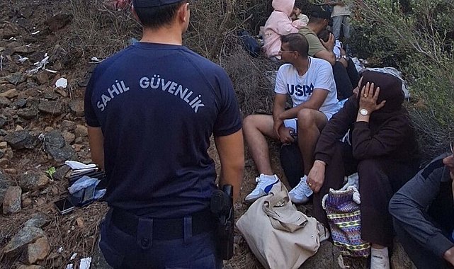 Fethiye'de 59 kaçak göçmen ile 3 organizatör şüphelisi yakalandı