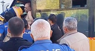 Gaziantep'te ceza yiyen sürücü kendini ve aracını yakmaya çalıştı