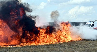 Havalimanında yangın tatbikatı