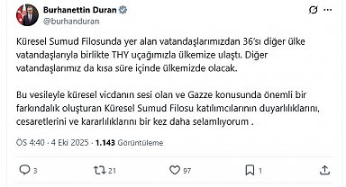 İletişim Başkanı Duran: Sumud Filosu katılımcılarını selamlıyorum