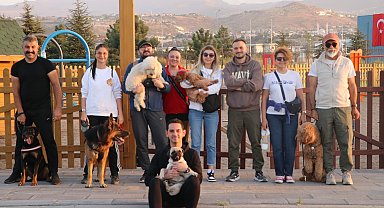 Millet bahçesinde köpekler parkurda eğitilip, stres seviyeleri yürüyüşle azaltılıyor