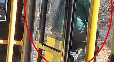 Minibüs şoförü ie yolcunun 'durak' kavgası kamerada