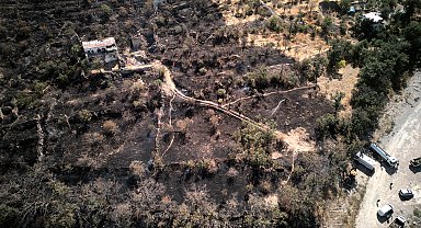 Patlıcan ve biber közlerken dağdaki otluk araziyi yaktı
