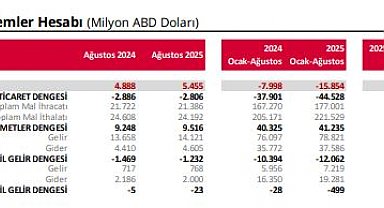 TCMB: Cari işlemler hesabı ağustosta 5,4 milyar dolar fazla verdi