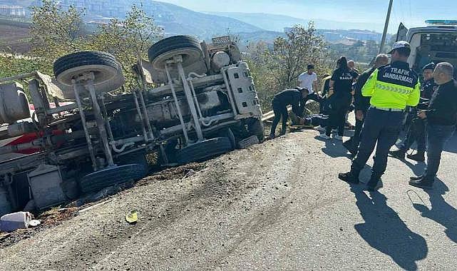 Bursa’da beton mikseri şarampole uçtu!