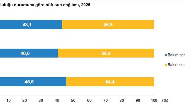 18-74 yaş arası nüfusun yüzde 43,1'i bakım sorumluluğu taşıyor