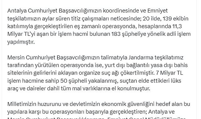 Antalya ve Mersin'de 'yasa dışı bahis' operasyonu: 233 gözaltı