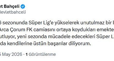 Bahçeli'den, Süper Lig'e çıkan Çorum FK'ye tebrik