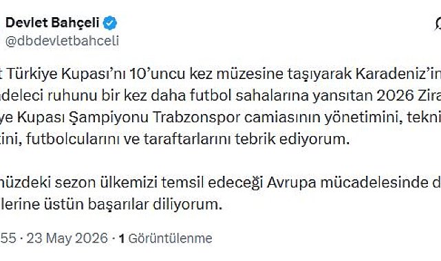 Bahçeli'den Trabzonspor'a tebrik mesajı
