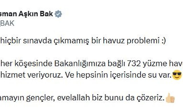 Bakan Bak'tan Marmaris Belediyesi'ndeki havuz sorununa tepki