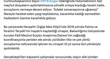 Bakan Gürlek: Nevşehir'deki çifte cinayet 10 yıl sonra aydınlatıldı