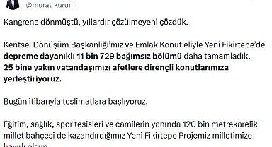 Bakan Kurum: Fikirtepe'de 11 bin 729 bağımsız bölümünün teslimatları başlıyor