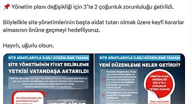 Bakan Kurum: Site yönetiminin fiyat belirleme yetkisi vatandaşa aktarıldı