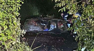 Bursa’da otomobil tarlaya uçtu
