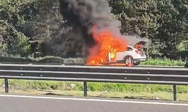 Cip, otoyolda alev alev yandı