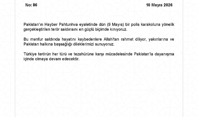 Dışişlerinden Pakistan'da meydana gelen terör saldırısına kınama