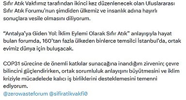 Emine Erdoğan'dan 'Sıfır Atık Forumu' paylaşımı
