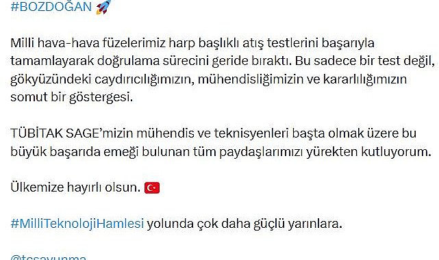 GÖKDOĞAN VE BOZDOĞAN, harp başlıklı atış testlerini tamamladı
