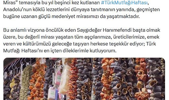İletişim Başkanı Duran'dan 'Türk Mutfağı Haftası' mesajı