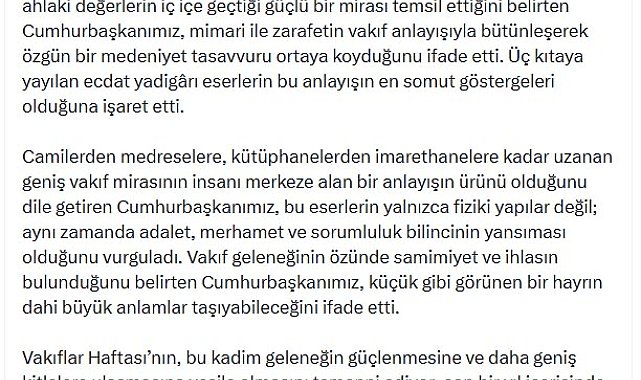 İletişim Başkanı Duran'dan 'Vakıflar Haftası' paylaşımı