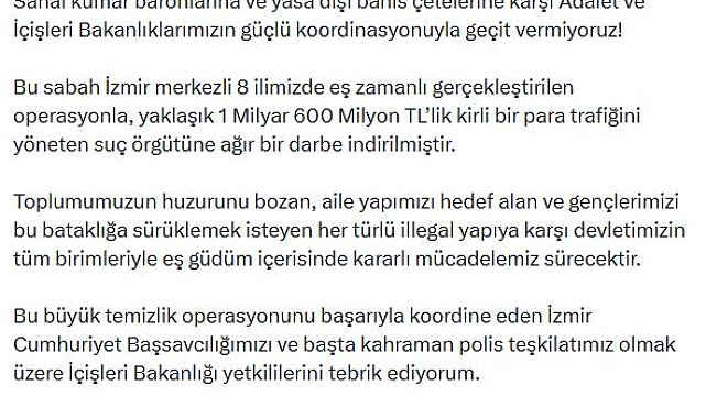 İzmir merkezli 8 ilde suç örgütü operasyonu