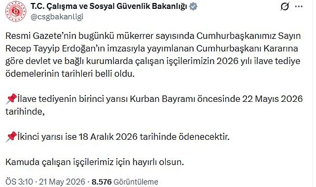 Kamu işçilerinin ilave tediye ödemelerinin tarihleri belli oldu