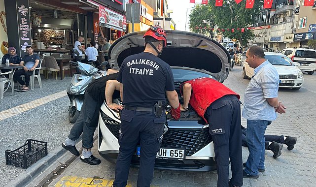 Kaputa saklanan yavru kedi, itfaiyeyi ekibini peşinden koşturdu
