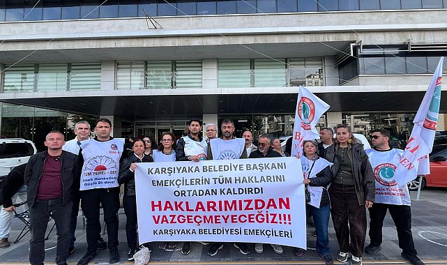 Karşıyaka Belediyesi'nde memur eylemleri akşam nöbeti ile devam ediyor