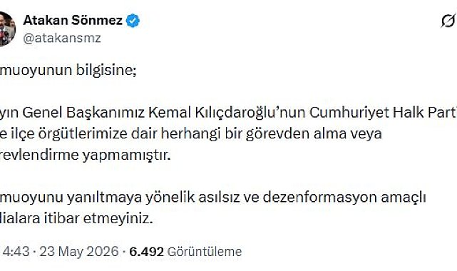Kılıçdaroğlu'nun danışmanı: İl ve ilçe örgütlerimizde görevden alma yapılmadı