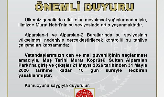 Murat Nehri'nin su seviyesi yükseldi, Murat Köprüsü ve Sultan Alparslan Parkı kapatıldı