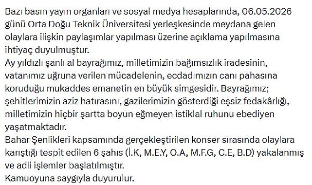 ODTÜ Bahar Şenlikleri'ndeki olaylara 6 gözaltı
