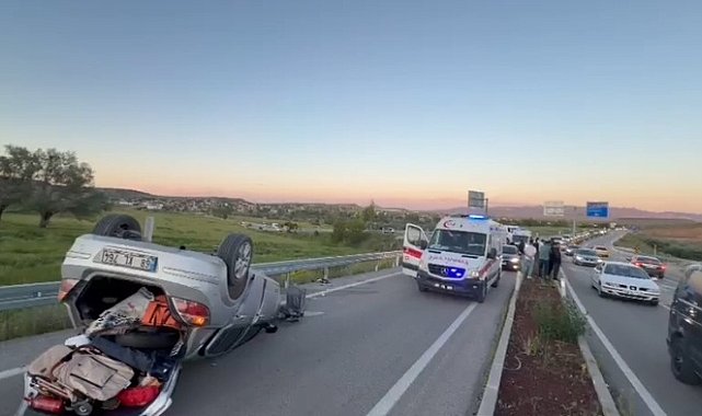 Piknikten dönen ailenin bulunduğu otomobil takla attı: 4'ü çocuk 7 yaralı