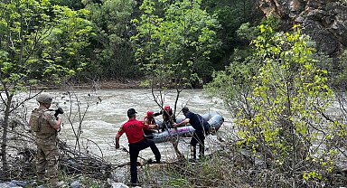 Pülümür Çayı'nda ağaçta mahsur kaldı, ekipler kurtardı