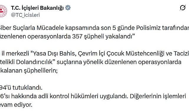 18 ilde siber suçlara yönelik operasyon; 194 tutuklama