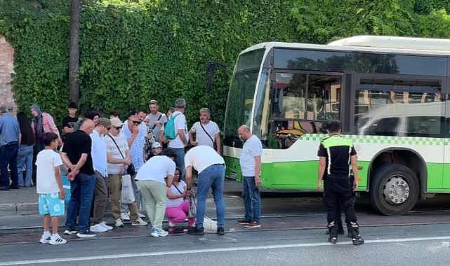 Anne ve bebeğine otobüs çarptı