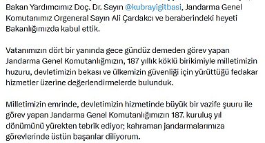 Bakan Çiftçi, jandarma heyetini kabul etti