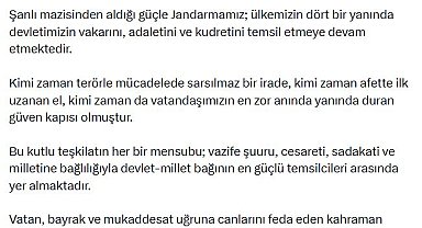 Bakan Çiftçi, Jandarma Teşkilatı'nın kuruluş yıl dönümünü kutladı