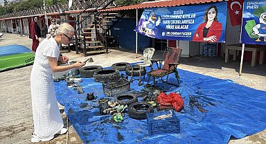 Denizden otomobil lastikleri, balıkçı ağları ve demir borular çıktı