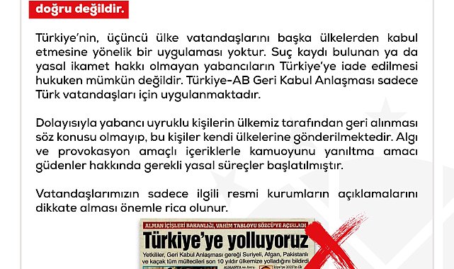DMM: 'Almanya kaçak mültecileri Türkiye'ye gönderiyor' iddiası doğru değil