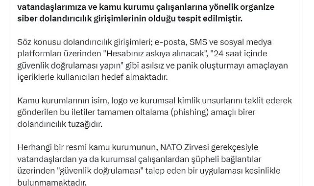 DMM'den 'NATO Zirvesi' adıyla dolandırıcılığa karşı uyarı