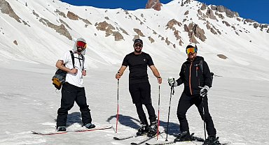 Erciyes'te haziran ayında kayak keyfi