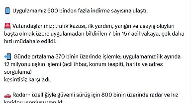 HAYAT 112 Acil Mobil Uygulaması 600 binden fazla indirme sayısına ulaştı