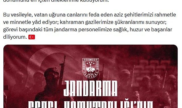 İletişim Başkanı Duran, Jandarma Teşkilatı'nın kuruluş yıl dönümünü kutladı