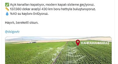 Kahramanmaraş'a 4 milyar liralık sulama yenileme projesi