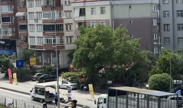 Kamyonetin kasasından yola saçılan meyve ve sebzeler, diğer sürücülerin yardımıyla toplandı